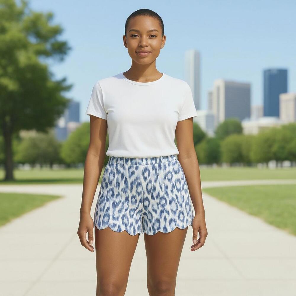 Crown & Ivy Blue and White Women Shorts